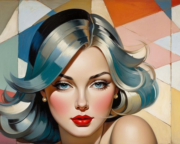 Stylized portrait of a woman with vibrant features