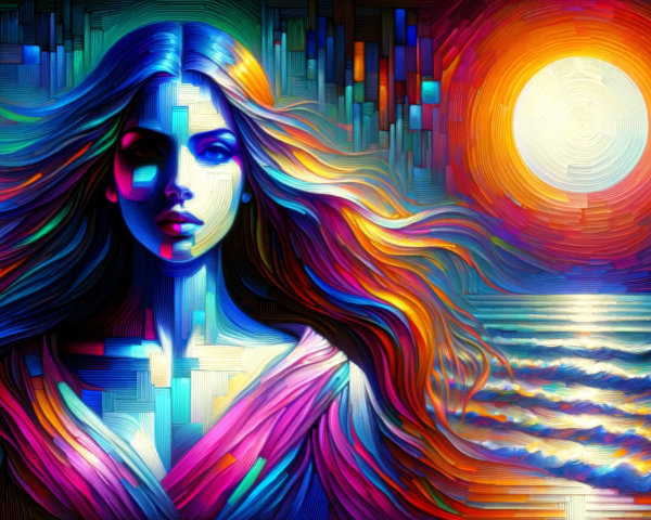 Surreal Portrait of a Woman with Vibrant Colors