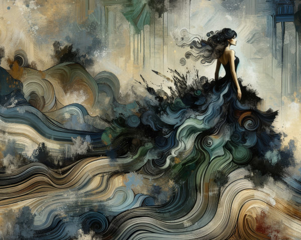 Abstract Composition with Figure in Dark Dress