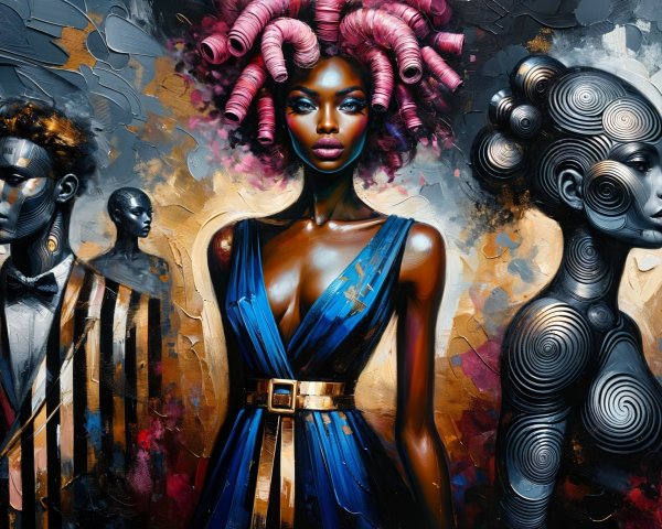 Stylized Figures with Intricate Details and Textures