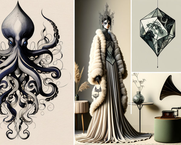 Stylized Octopus and Fashionable Figure Illustration