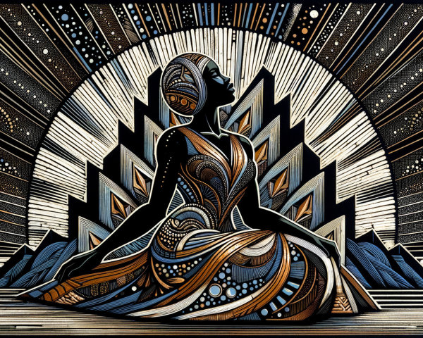 Silhouette of a Seated Figure with Elegant Patterns