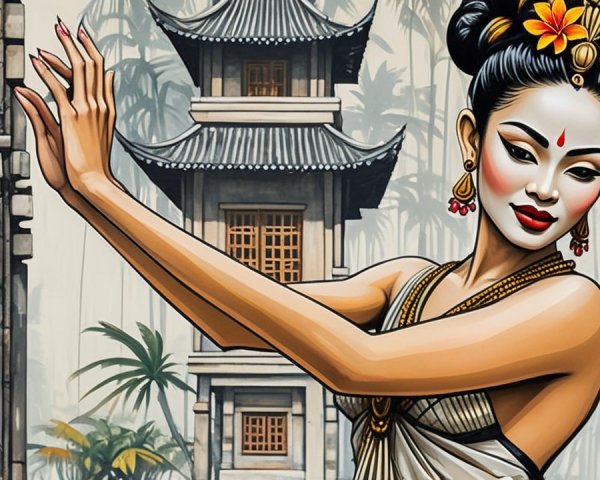 Traditional Dancer in Ornate Architecture Setting