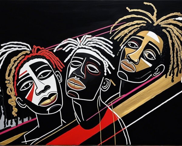 Three Stylized Figures with Unique Expressions and Colors