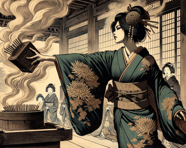 Traditional Kimono Ceremony in Elegant Room Setting