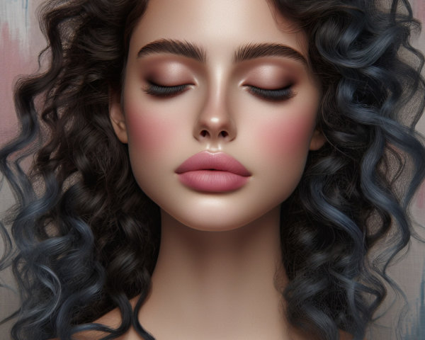 Close-up Portrait of a Young Woman with Curly Hair