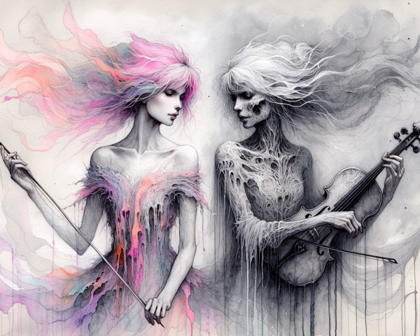 Ethereal Figures Depicting Life and Death in Art
