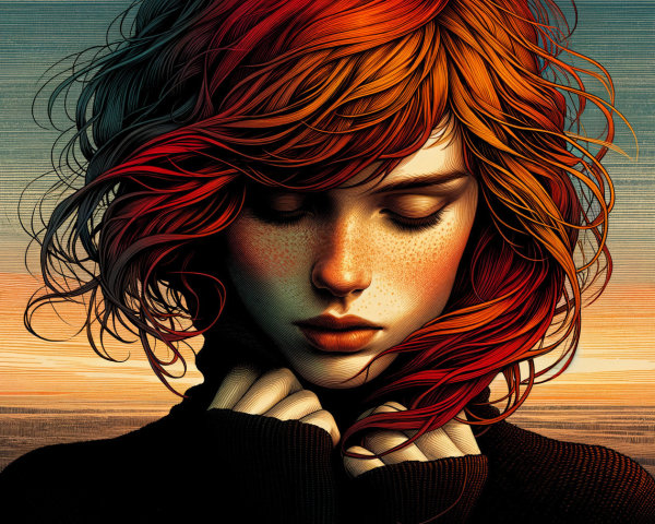 Close-up Portrait of a Young Woman with Red Hair