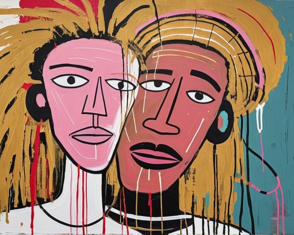 Abstract Figures with Distinctive Hairstyles and Colors