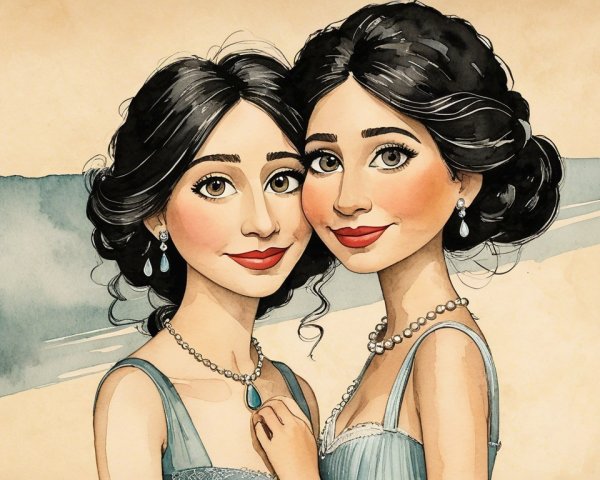 Elegantly Dressed Women in Light Blue Dresses