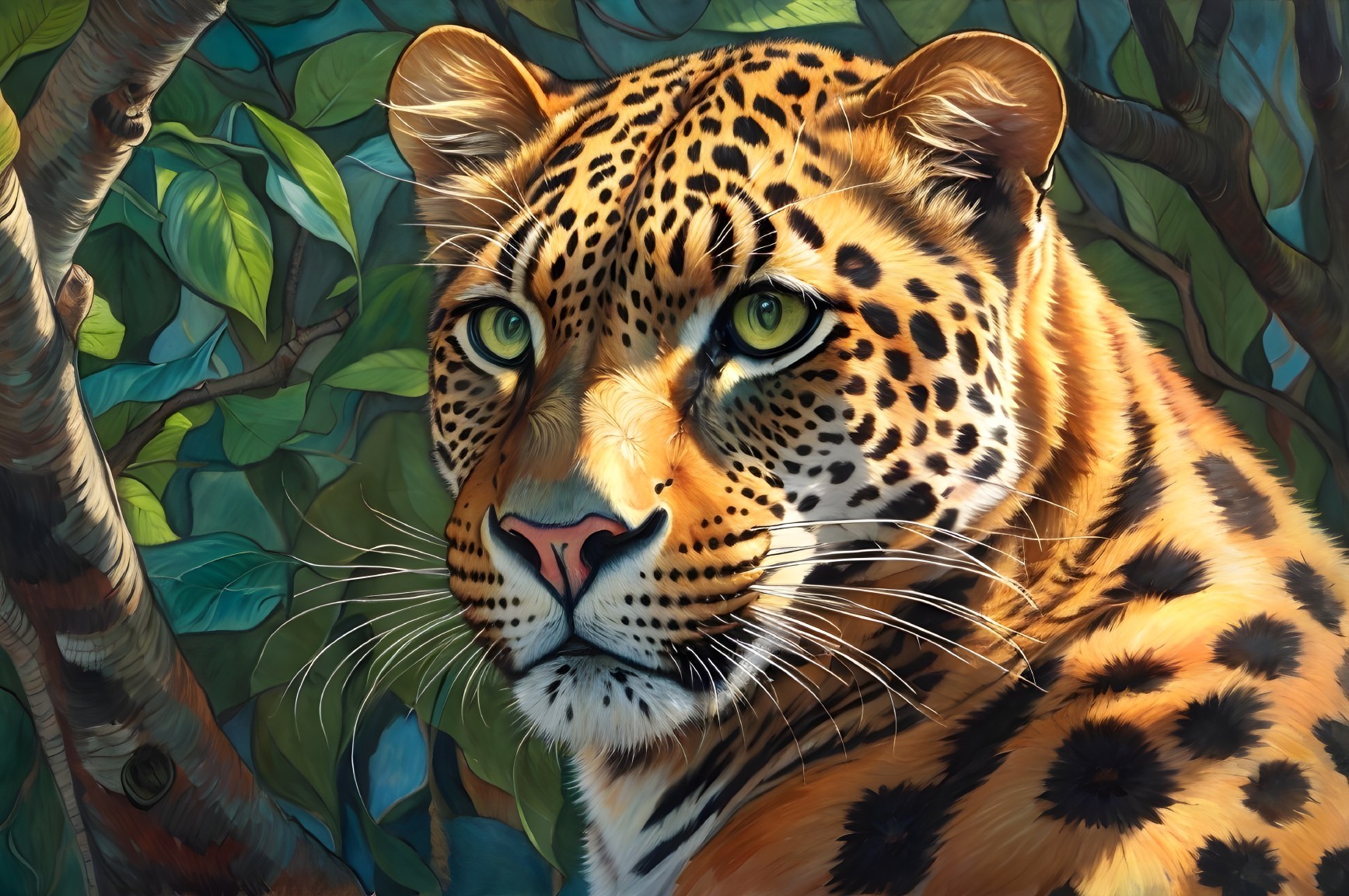 Jungle Majesty: Fierce Leopard Portrait