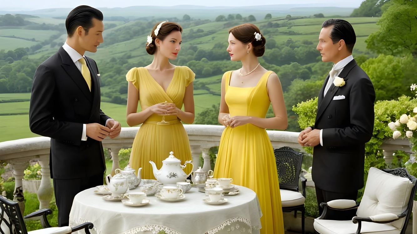 Elegant Outdoor Tea Gathering with Fine China