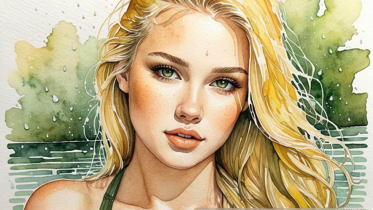 Young Woman with Blonde Hair in Serene Natural Setting