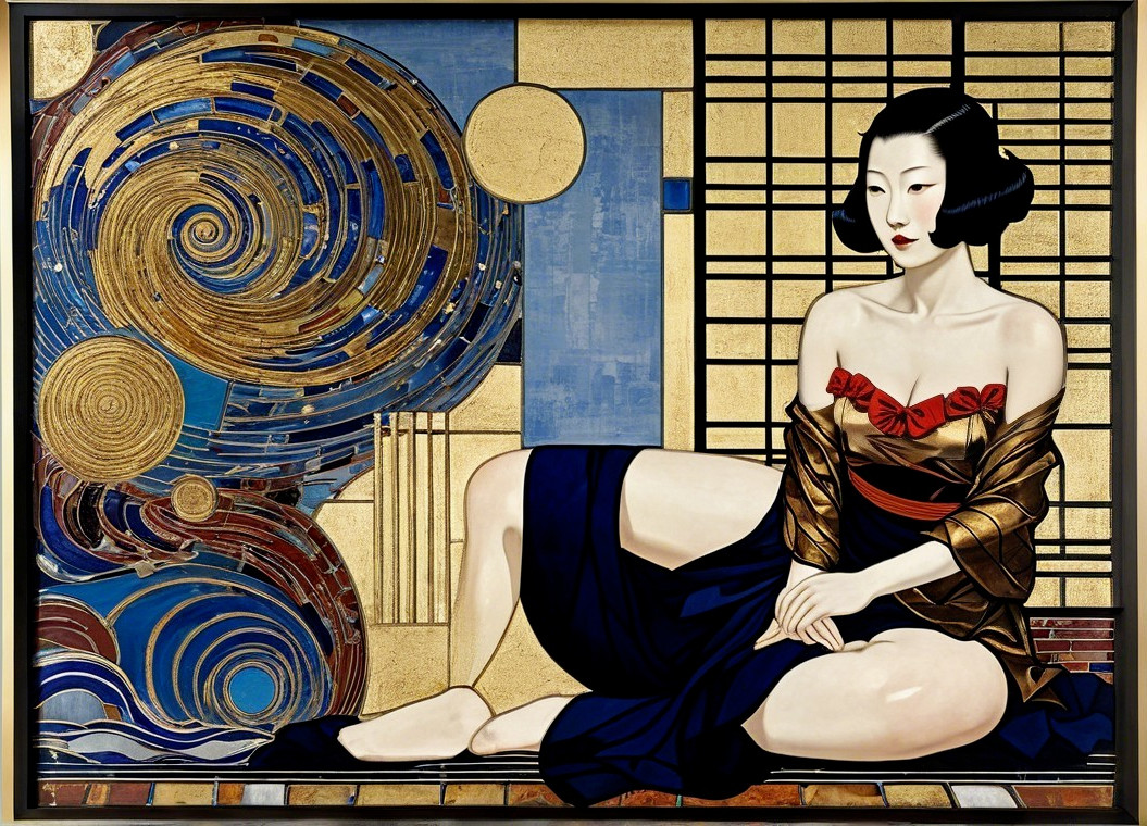 Serene Figure in Traditional Japanese Aesthetic Art