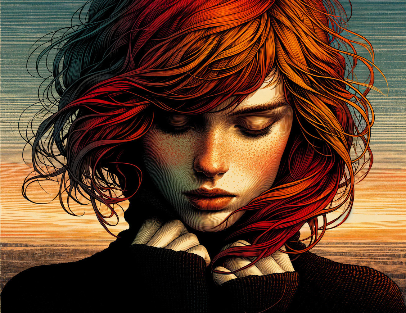 Close-up Portrait of a Young Woman with Red Hair