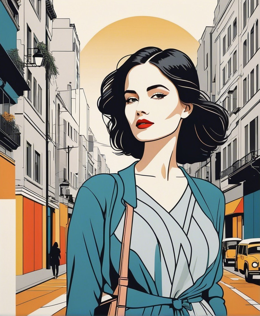 Stylish Woman in Chic Outfit Against Urban Backdrop