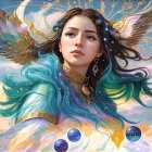 Striking Women with Vibrant Hair and Abstract Designs