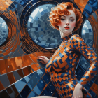 Stylish Woman with Colorful Hair and Black Cats