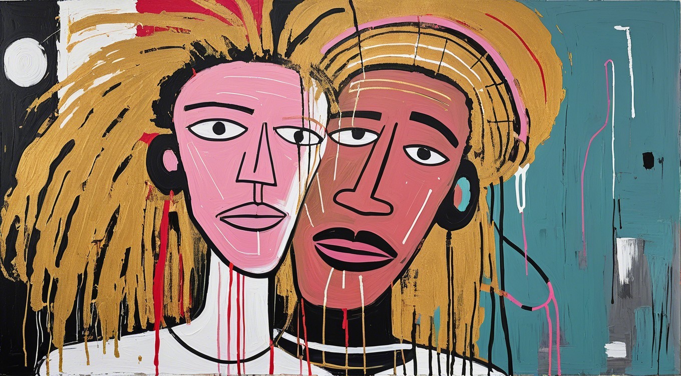 Abstract Figures with Distinctive Hairstyles and Colors