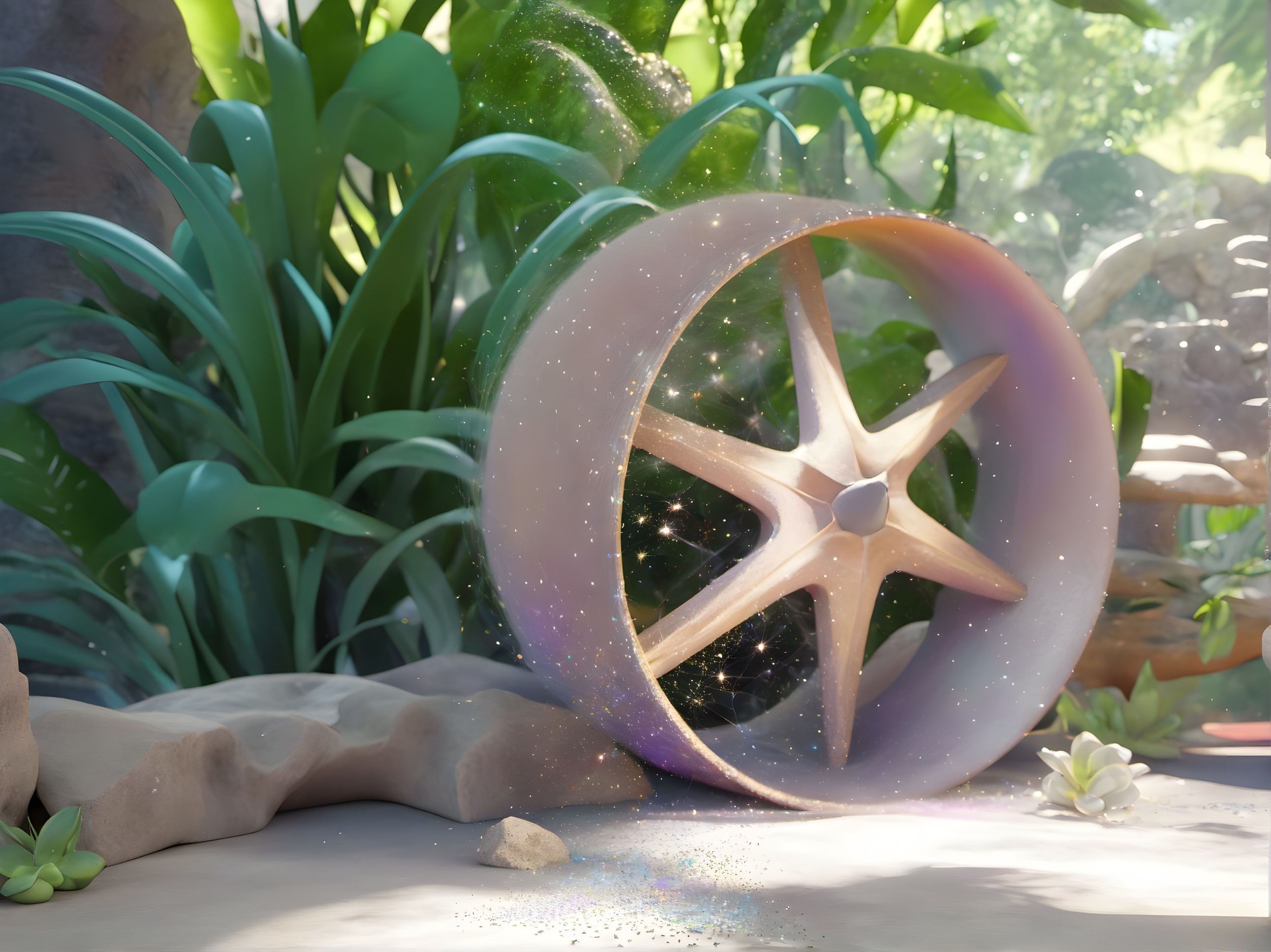 Translucent Wheel with Star Design in Enchanting Nature