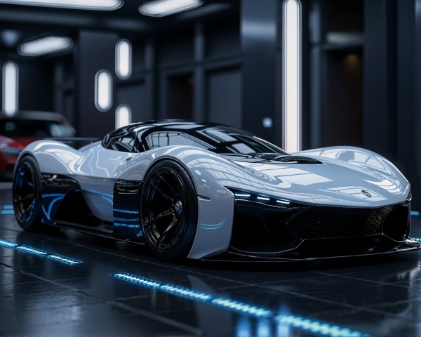 Futuristic Sports Car with Black and White Exterior