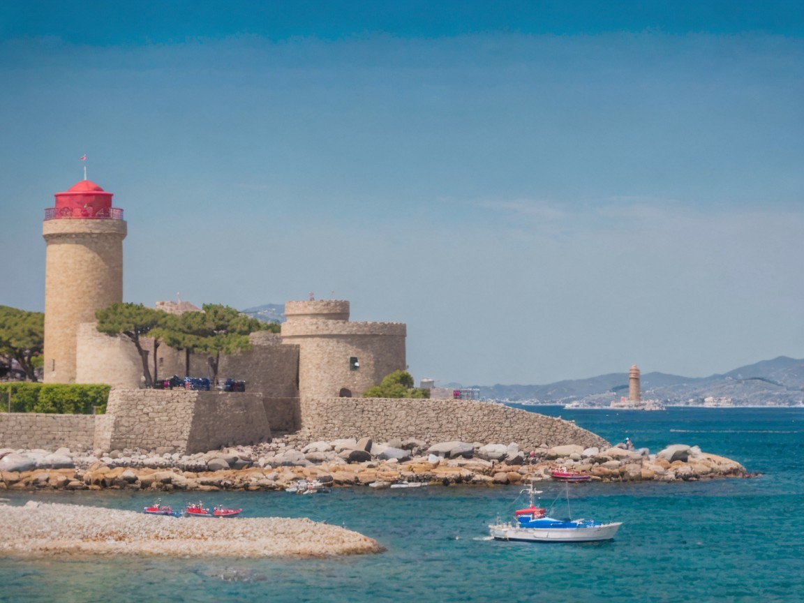 Coastal Scene with Fortress and Lighthouse Overview