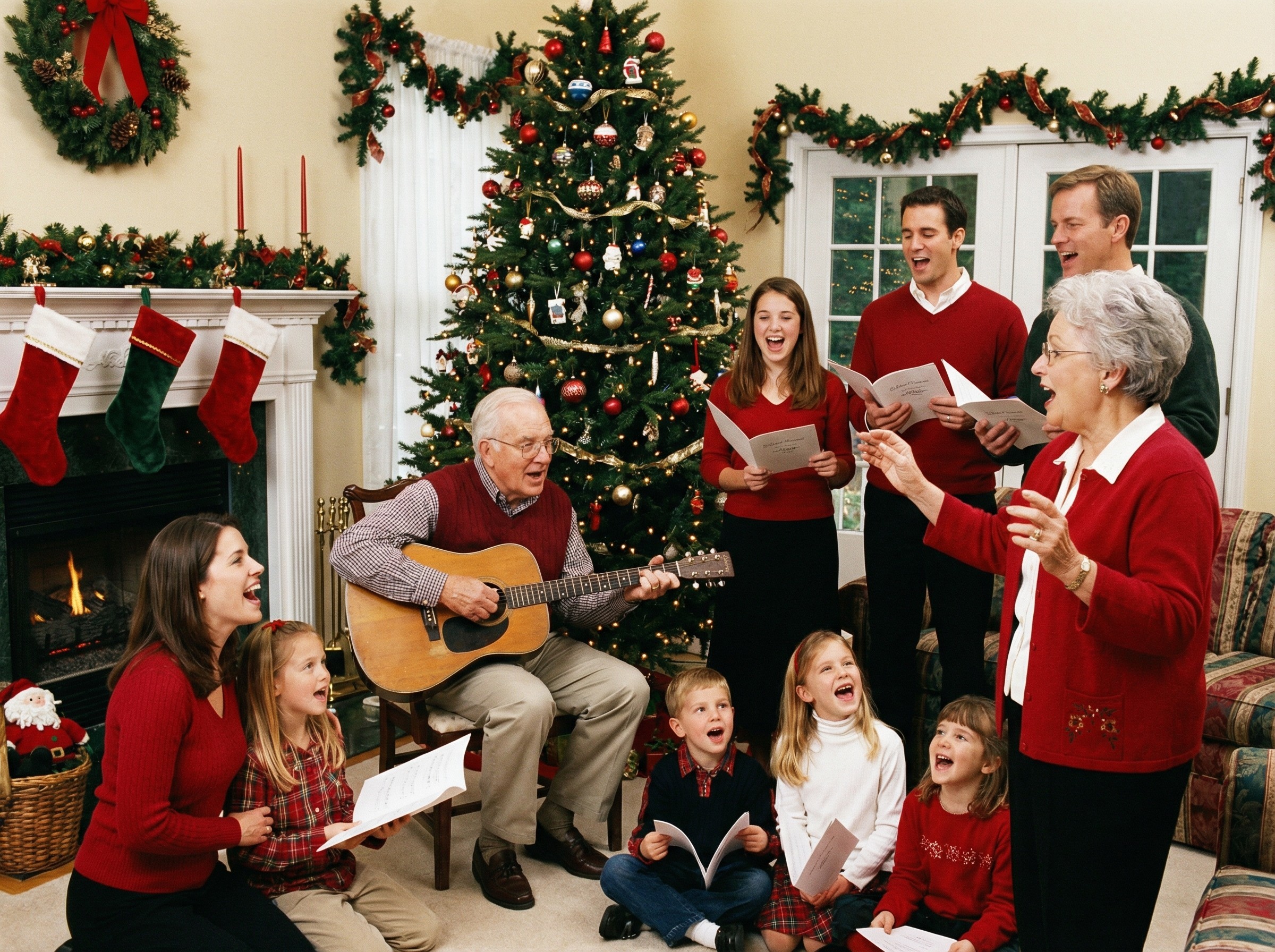 Multi-Generational Family Singing Christmas Carols