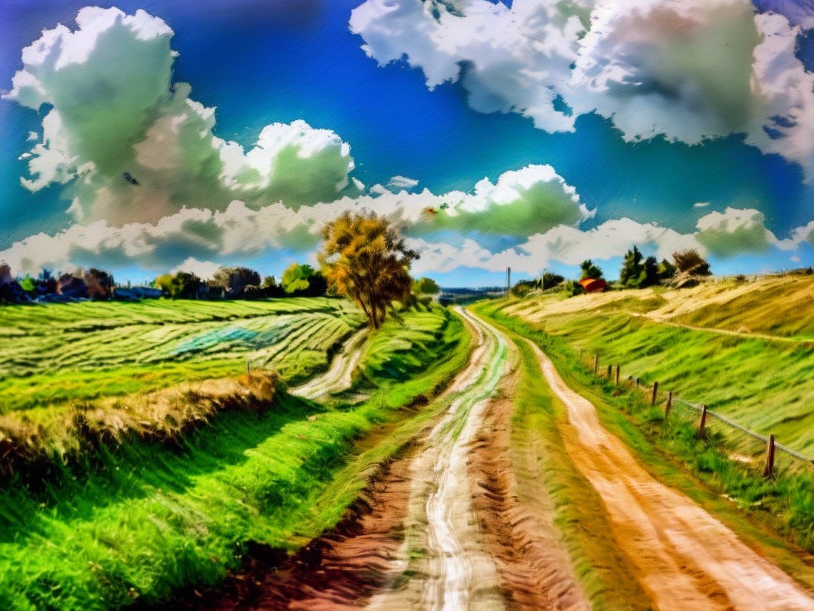 Winding Dirt Road Through Lush Green Landscape