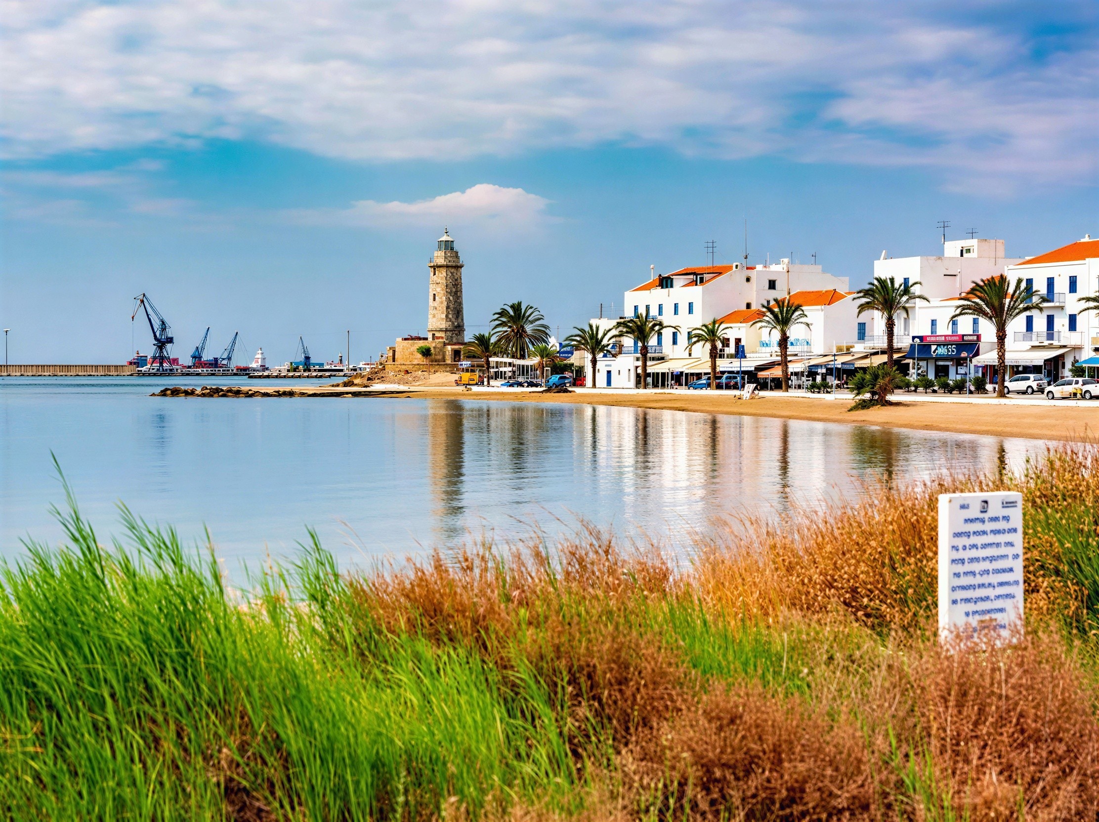 Coastal Scene with Lighthouse and Sandy Beach