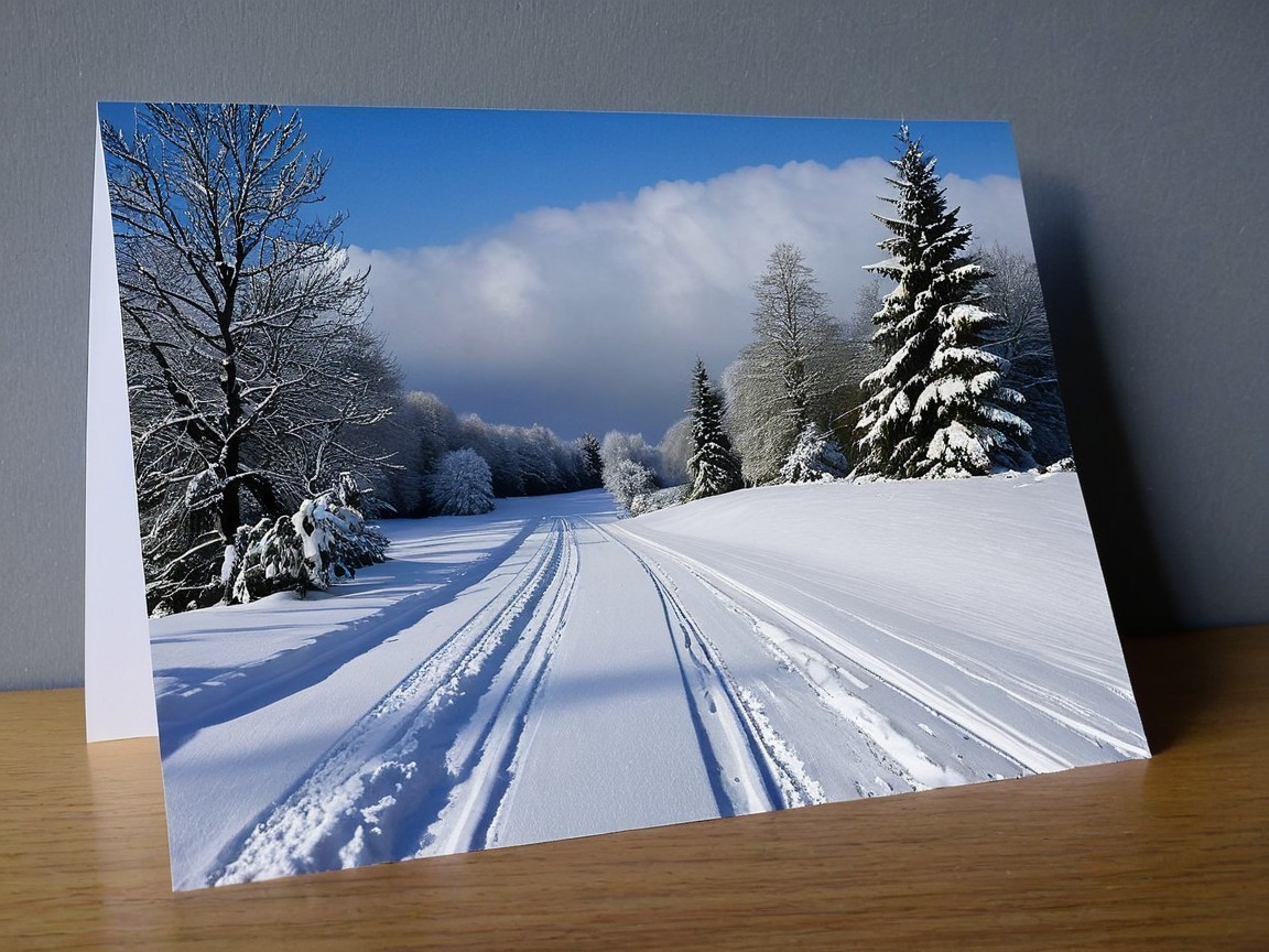 Serene Winter Landscape with Snow-Covered Path