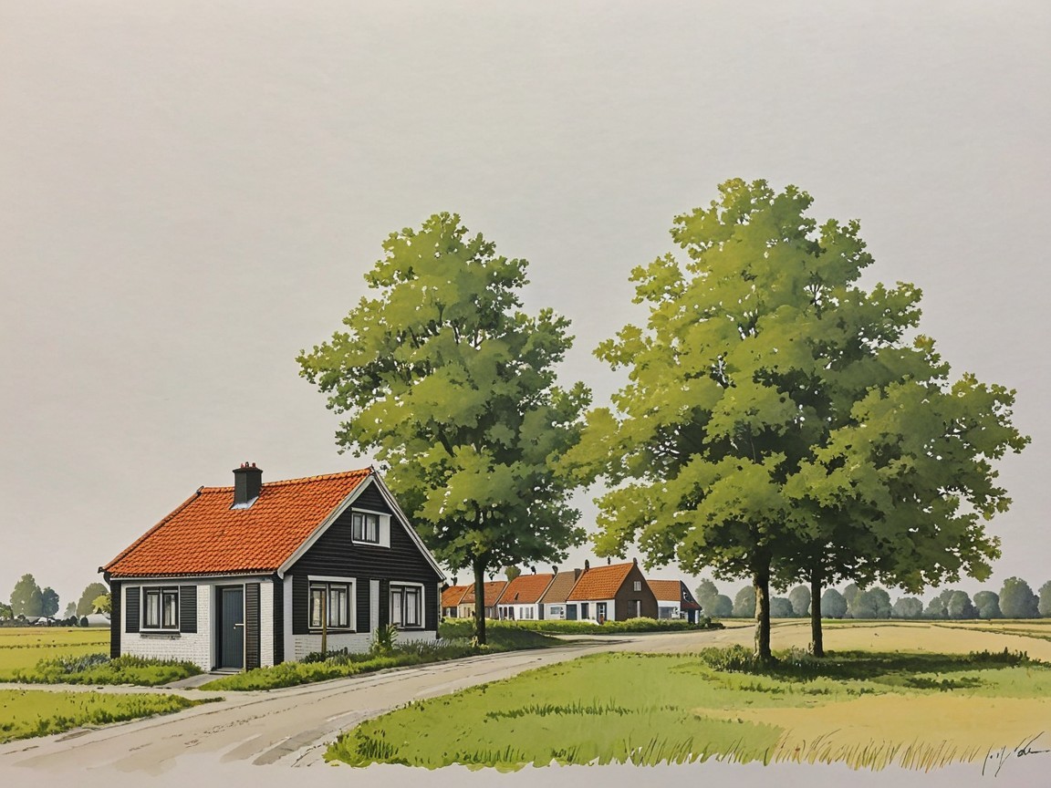 Charming Black and White House in Serene Countryside