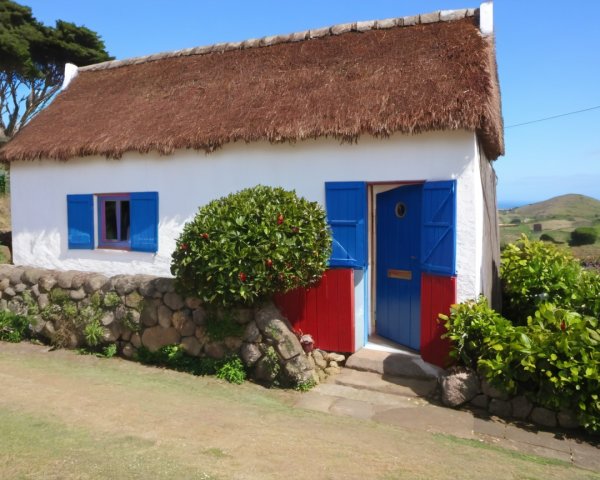 Charming Thatched Roof Cottage with Scenic Landscape