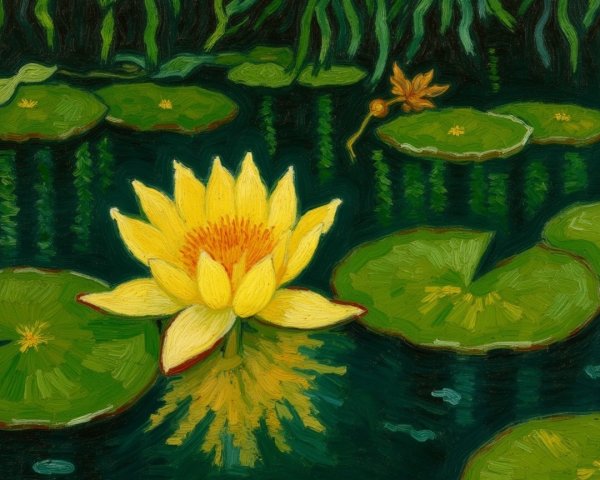 Vibrant Yellow Water Lilies in a Serene Pond Scene