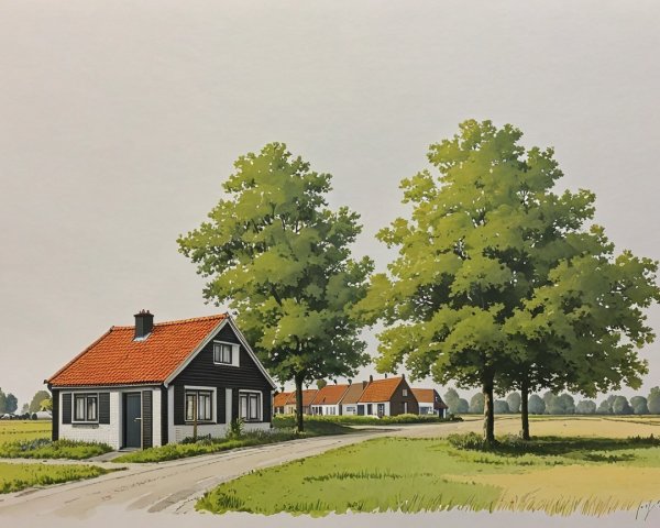 Charming Black and White House in Serene Countryside