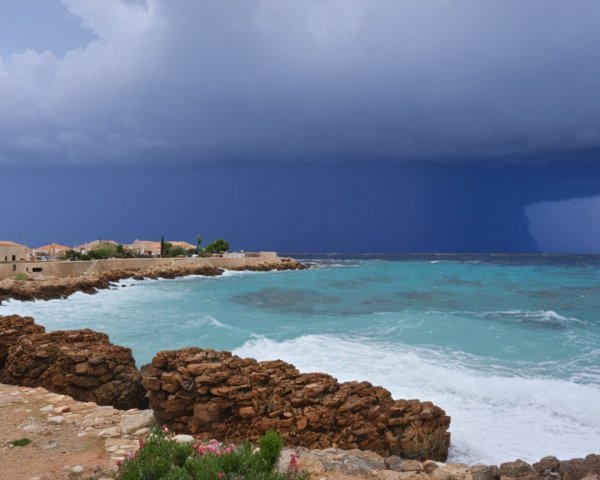 Dramatic Seascape with Turbulent Waves and Storm Clouds