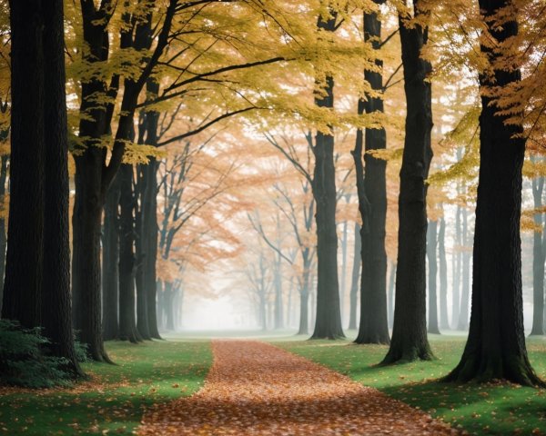 Serene Pathway in Tranquil Autumn Forest Setting