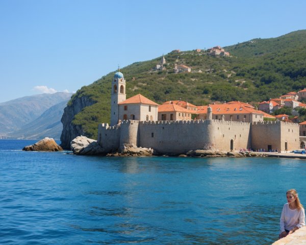 Coastal Scene with Fortress and Clear Waters