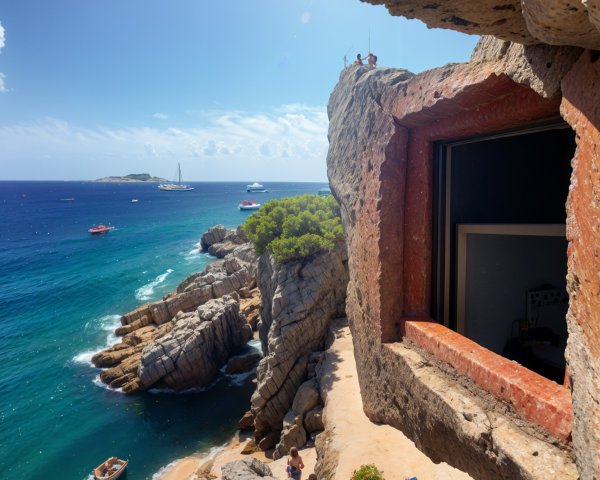 Coastal Landscape with Rocky Cliffs and Turquoise Waters