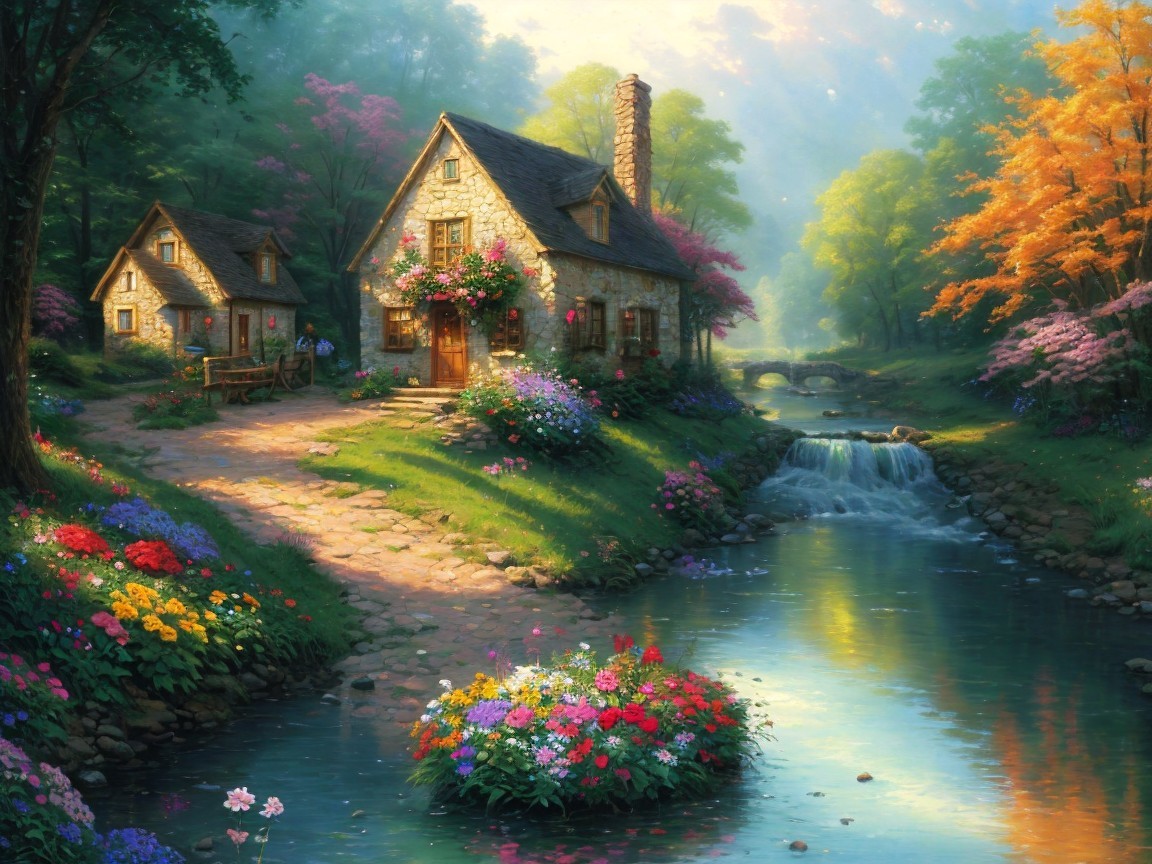Charming Stone Cottage in Vibrant Countryside Setting