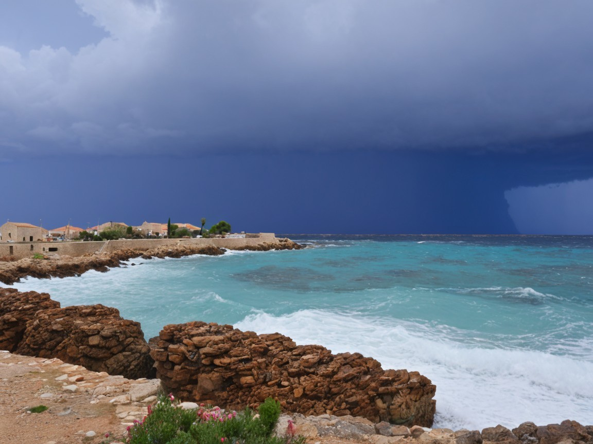 Dramatic Seascape with Turbulent Waves and Storm Clouds