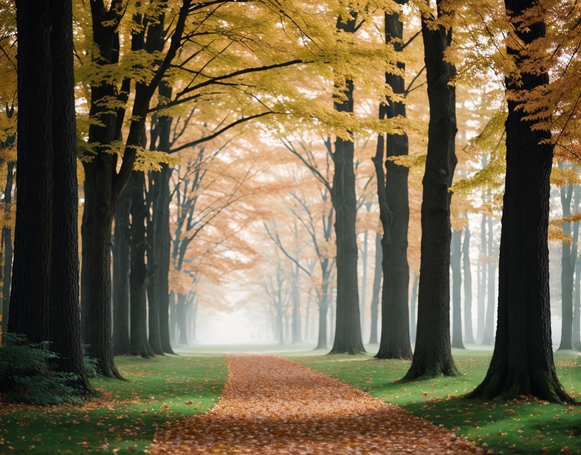Serene Pathway in Tranquil Autumn Forest Setting