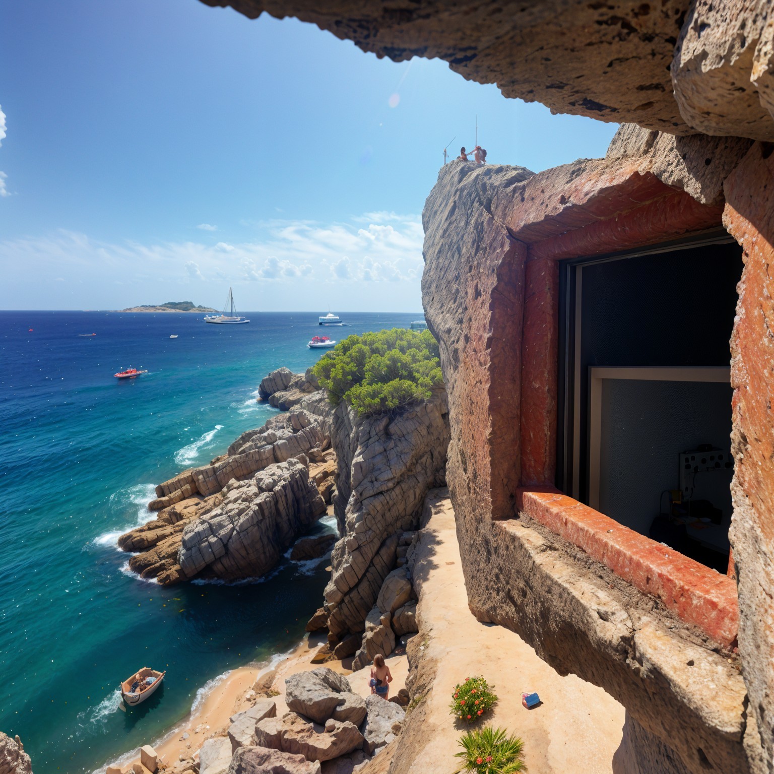 Coastal Landscape with Rocky Cliffs and Turquoise Waters