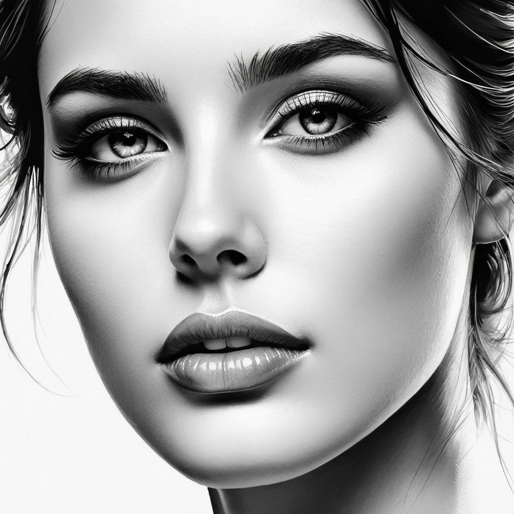 Black and white portrait of a young woman with elegance