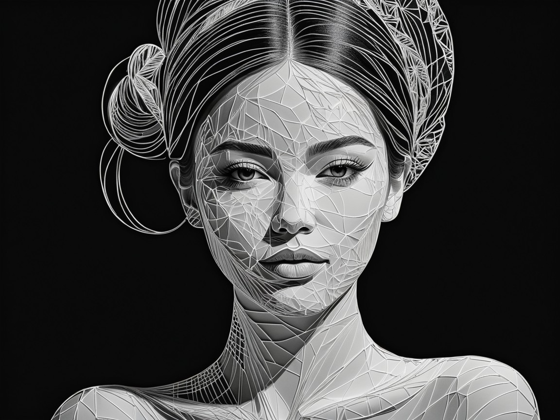 Monochromatic Portrait with Geometric Patterns