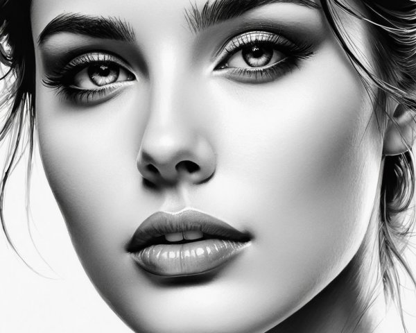 Black and white portrait of a young woman with elegance