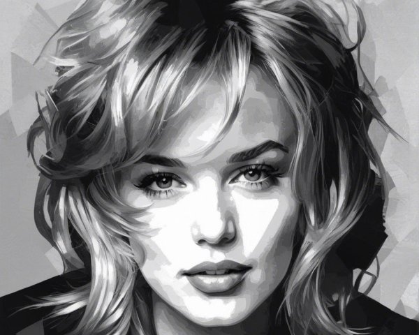 Monochromatic Portrait of a Woman with Geometric Background