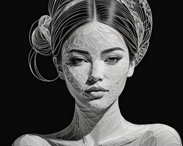 Monochromatic Portrait with Geometric Patterns