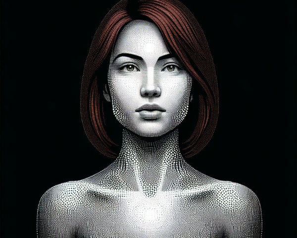 Portrait of a Woman with Modern Aesthetic and Dot Patterns