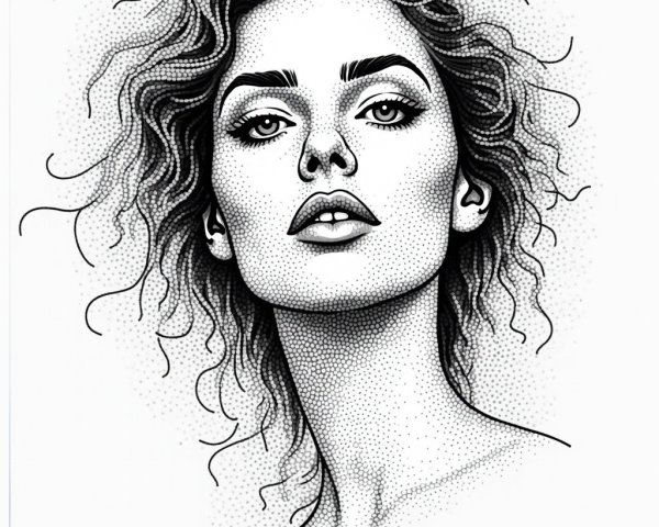 Black and white illustration of a confident woman