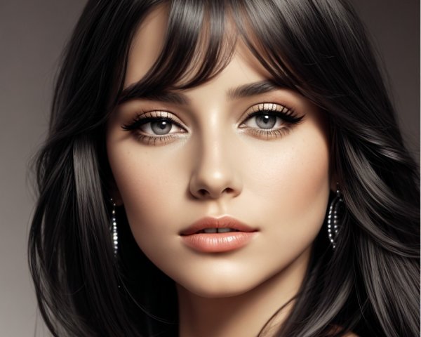 Close-up portrait of a young woman with dark hair